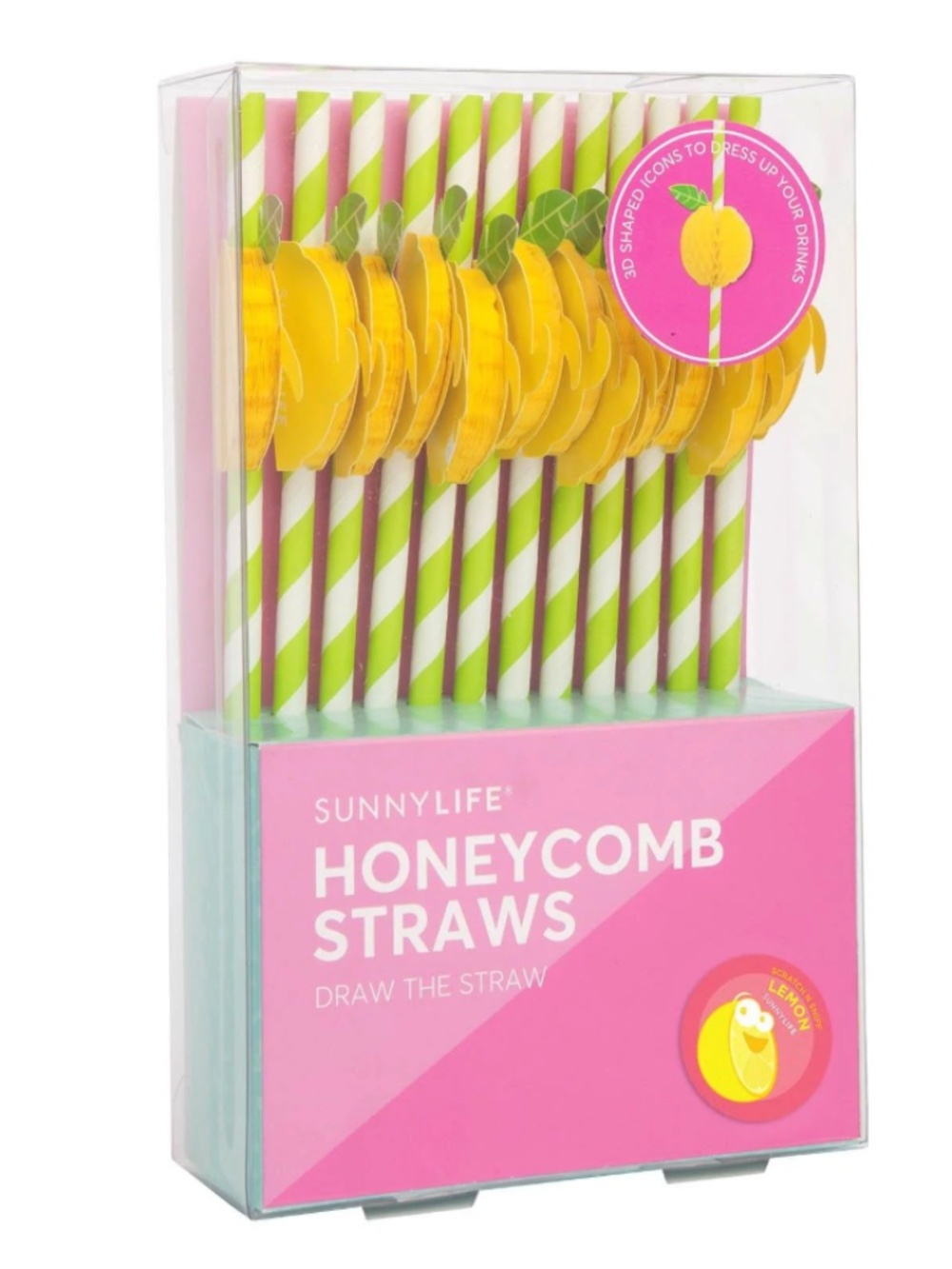 NEW Sunnylife Lemon Honeycomb Straws - Set of 12